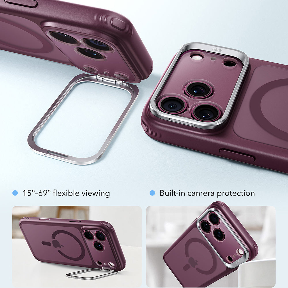 MagSafe-etui til Apple iPhone 18 Pro / 17 Pro, ESR, Classic Hybrid Kickstand, Mørk Rød Satin
