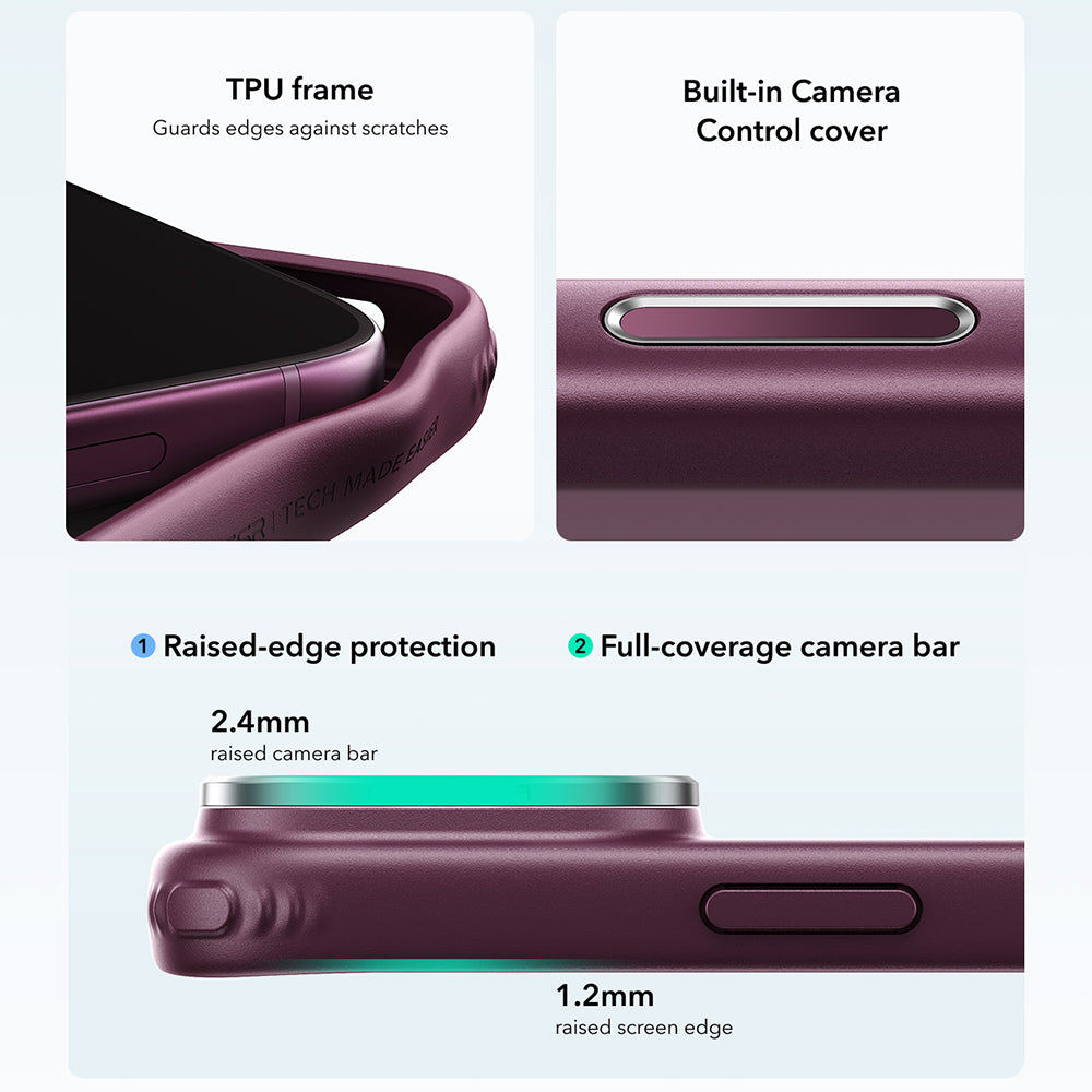 MagSafe-etui til Apple iPhone 18 Pro / 17 Pro, ESR, Classic Hybrid Kickstand, Mørk Rød Satin