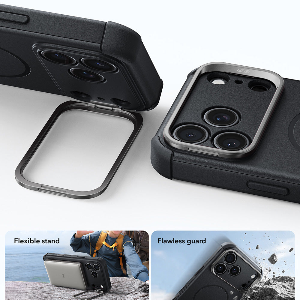 MagSafe-etui til Apple iPhone 18 Pro / 17 Pro, ESR, Cyber Armor Kickstand, Sort