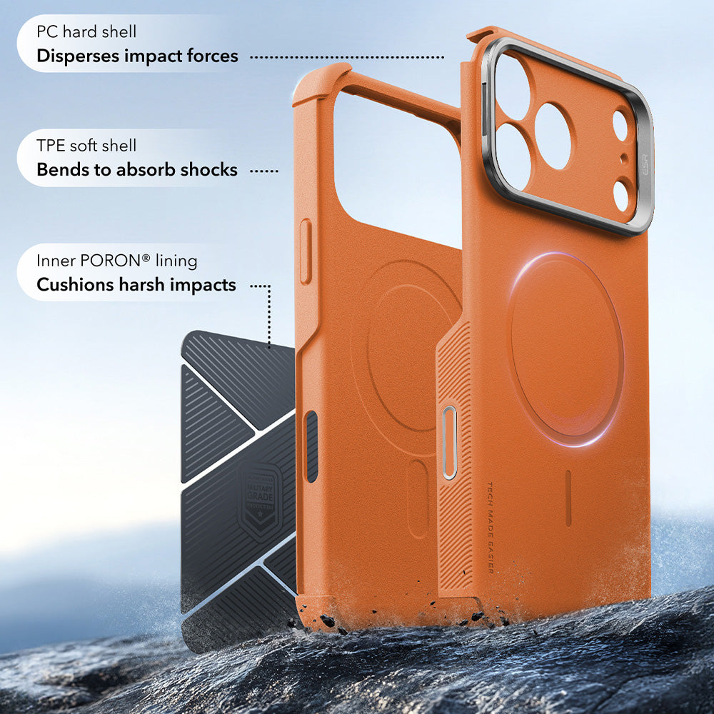 MagSafe-etui til Apple iPhone 18 Pro / 17 Pro, ESR, Cyber Armor Kickstand, Orange