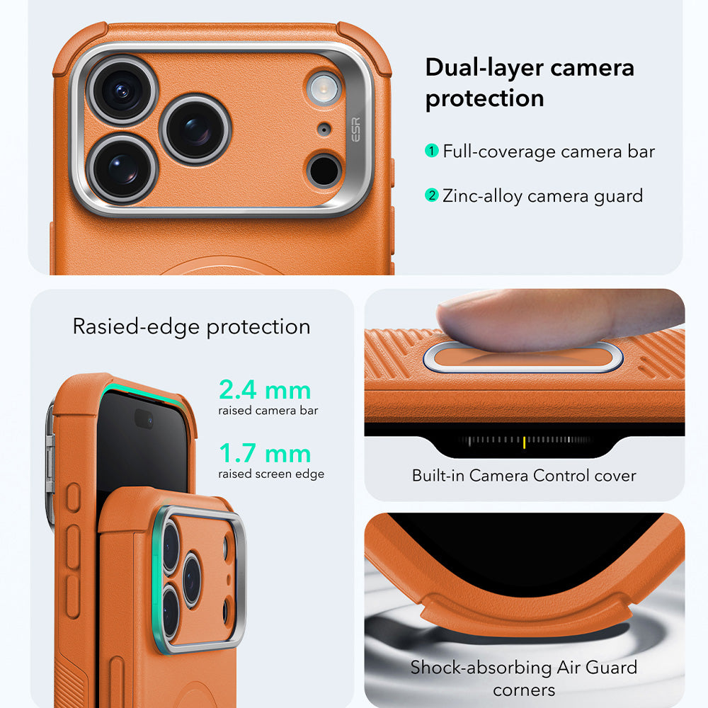 MagSafe-etui til Apple iPhone 18 Pro / 17 Pro, ESR, Cyber Armor Kickstand, Orange