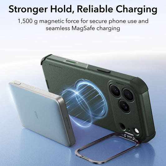 MagSafe-etui til Apple iPhone 18 Pro / 17 Pro, ESR, Cyber Armor Kickstand, Grøn