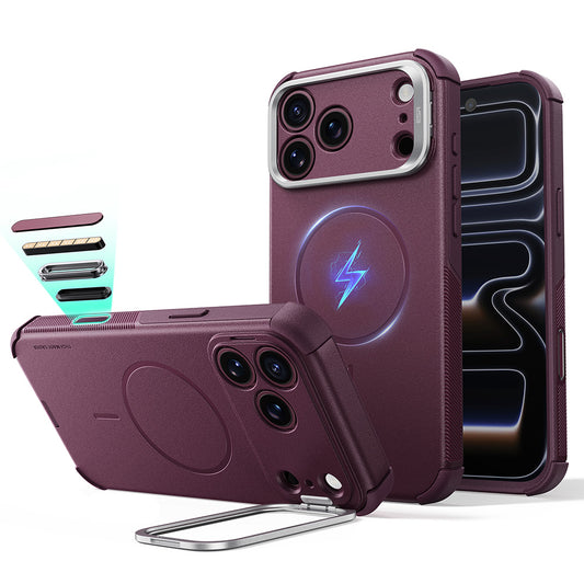 MagSafe-etui til Apple iPhone 18 Pro / 17 Pro, ESR, Cyber Armor Kickstand, Mørk Rød Satin