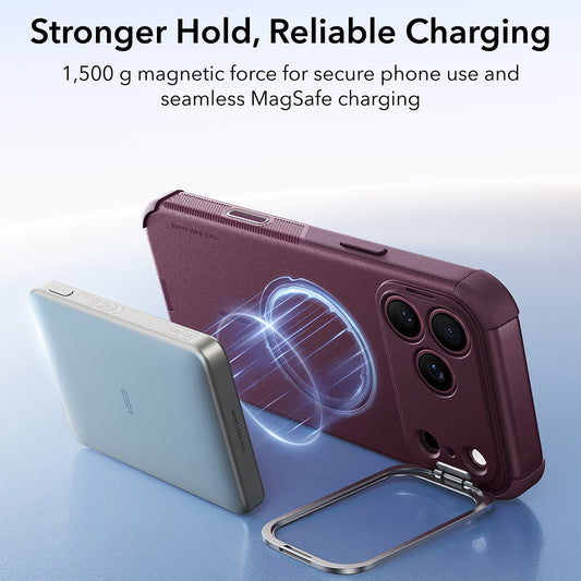MagSafe-etui til Apple iPhone 18 Pro / 17 Pro, ESR, Cyber Armor Kickstand, Mørk Rød Satin