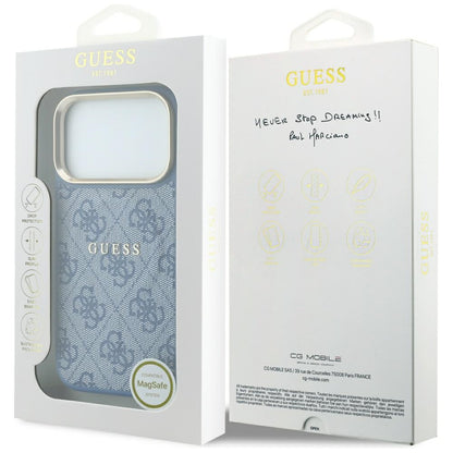 MagSafe-etui til Apple iPhone 18 Pro / 17 Pro, Guess, 4G Embossed Classic, Blå