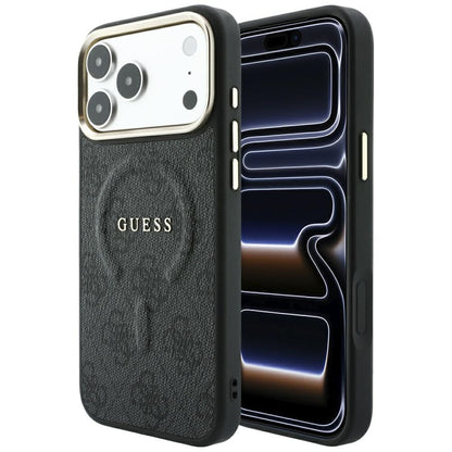 MagSafe-etui til Apple iPhone 18 Pro / 17 Pro, Guess, 4G Embossed Classic, Sort