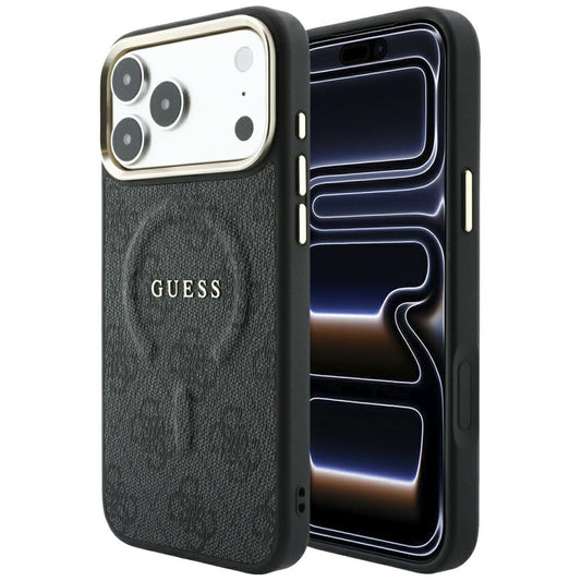 MagSafe-etui til Apple iPhone 18 Pro / 17 Pro, Guess, 4G Embossed Classic, Sort