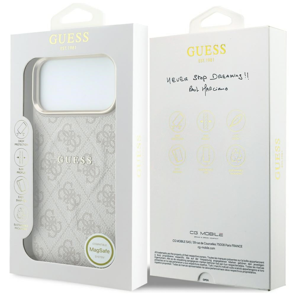 MagSafe-etui til Apple iPhone 18 Pro / 17 Pro, Guess, 4G Embossed Classic, Lyserød