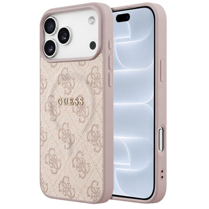 MagSafe-cover til Apple iPhone 18 Pro / 17 Pro, Guess, 4G Embossed Ring Classic Logo, lyserød