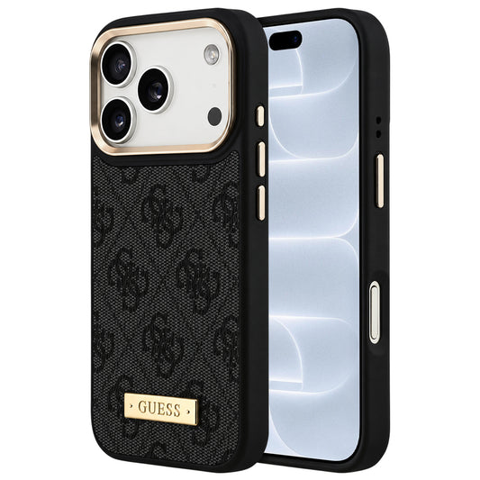 MagSafe-cover til Apple iPhone 18 Pro / 17 Pro, Guess, 4G Logo Plate, sort