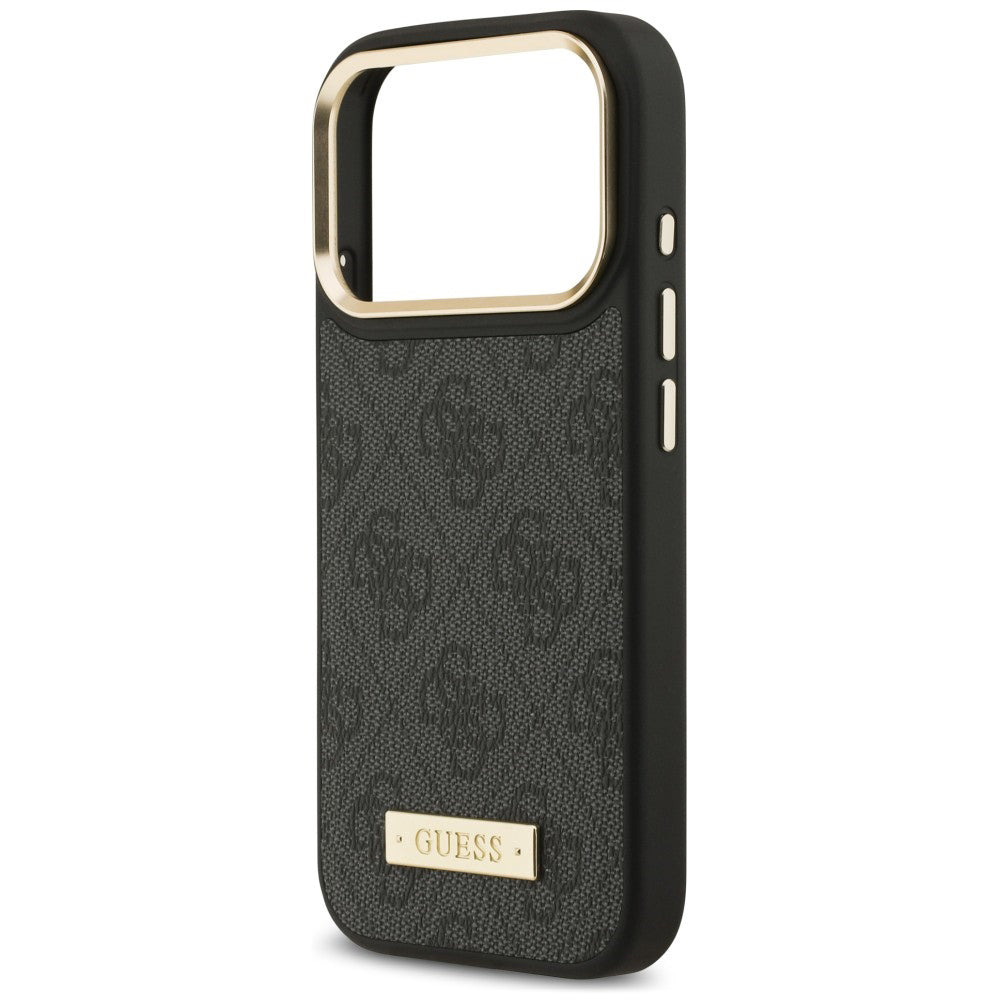 MagSafe-cover til Apple iPhone 18 Pro / 17 Pro, Guess, 4G Logo Plate, sort