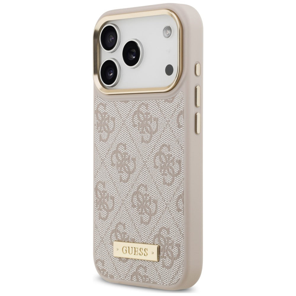 MagSafe-cover til Apple iPhone 18 Pro / 17 Pro, Guess, 4G Logo Plate, lyserød