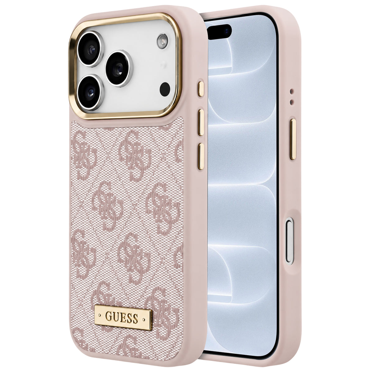 MagSafe-cover til Apple iPhone 18 Pro / 17 Pro, Guess, 4G Logo Plate, lyserød