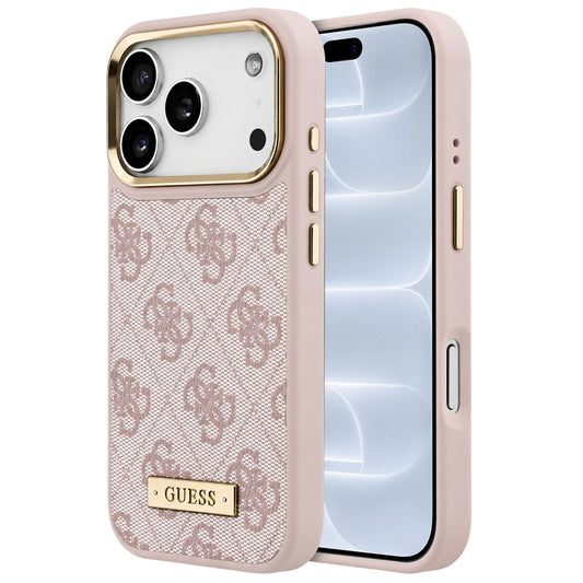 MagSafe-cover til Apple iPhone 18 Pro / 17 Pro, Guess, 4G Logo Plate, lyserød