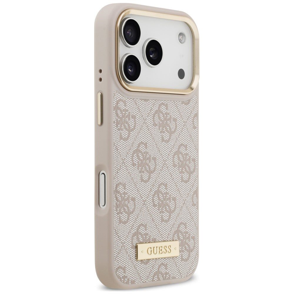 MagSafe-cover til Apple iPhone 18 Pro / 17 Pro, Guess, 4G Logo Plate, lyserød