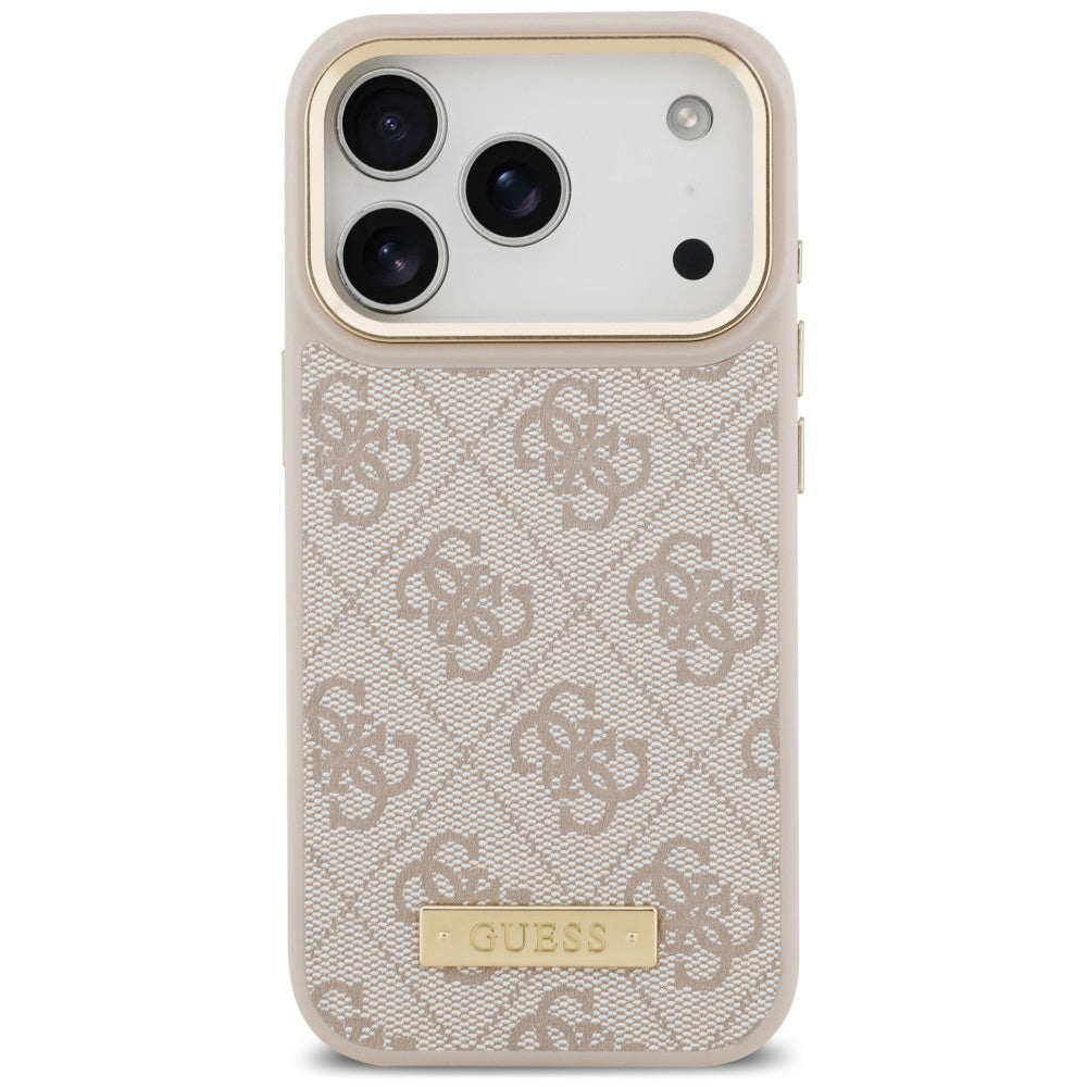 MagSafe-cover til Apple iPhone 18 Pro / 17 Pro, Guess, 4G Logo Plate, lyserød