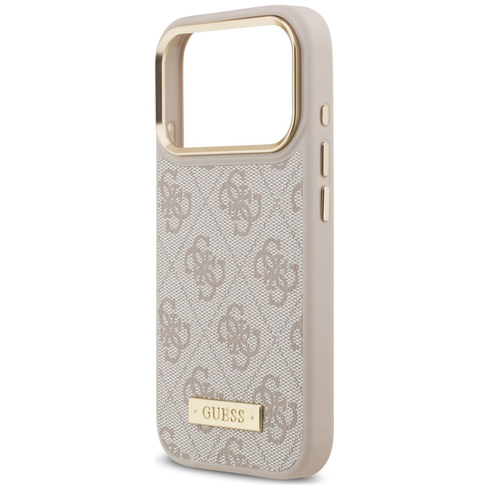 MagSafe-cover til Apple iPhone 18 Pro / 17 Pro, Guess, 4G Logo Plate, lyserød