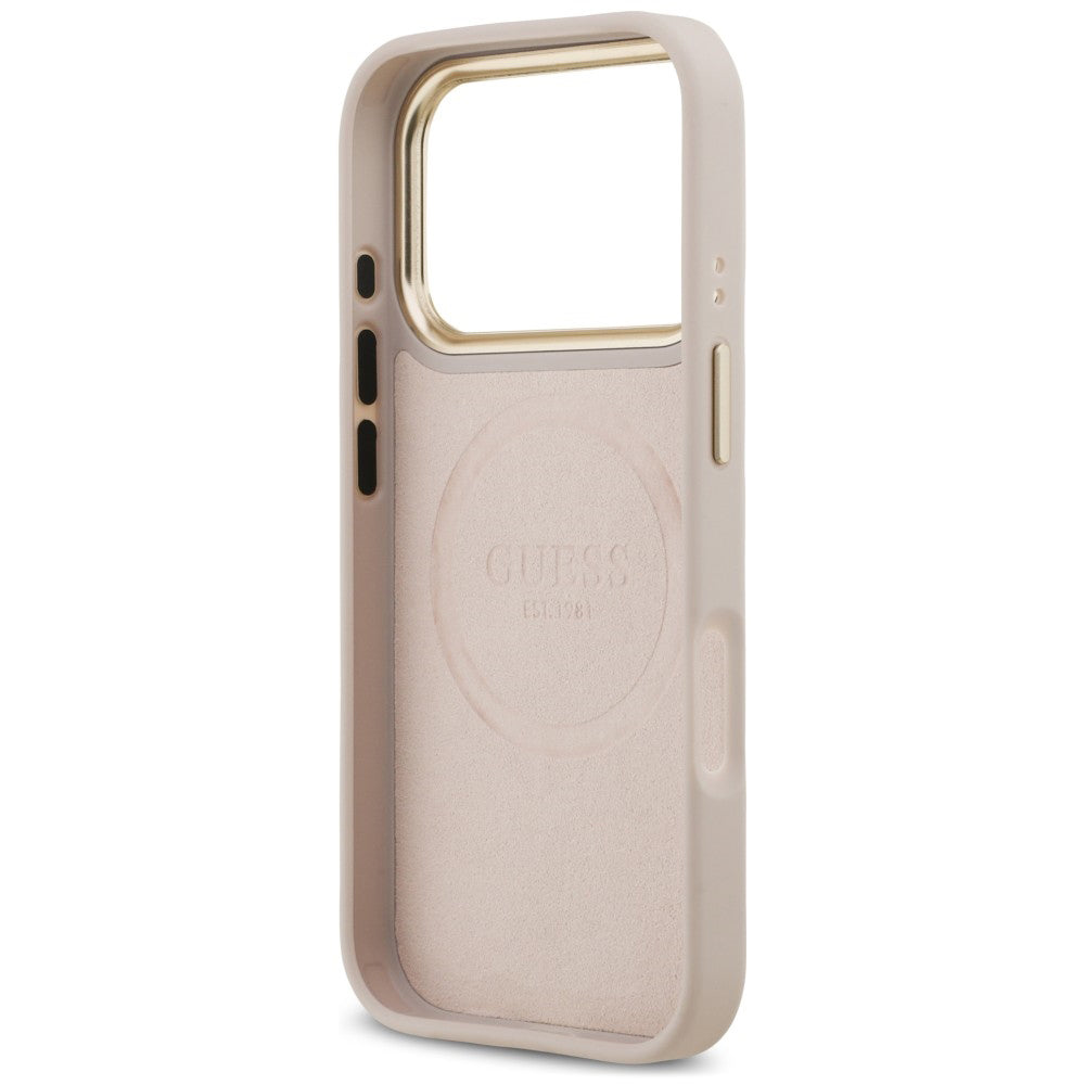MagSafe-cover til Apple iPhone 18 Pro / 17 Pro, Guess, 4G Logo Plate, lyserød