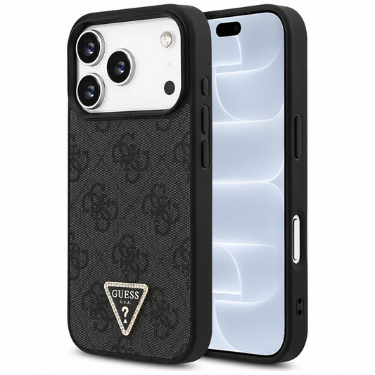 MagSafe Case for Apple iPhone 18 Pro / 17 Pro, Guess, 4G Triangle Strass, Black
