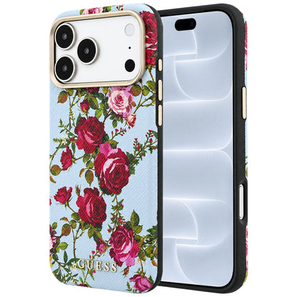 MagSafe-cover til Apple iPhone 18 Pro / 17 Pro, Guess, Blossom Roses Print, blå