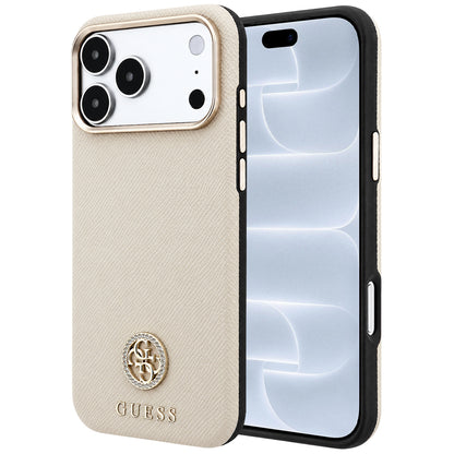 MagSafe-etui til Apple iPhone 18 Pro / 17 Pro, Guess, Kornet Rund Strass Logo, Beige