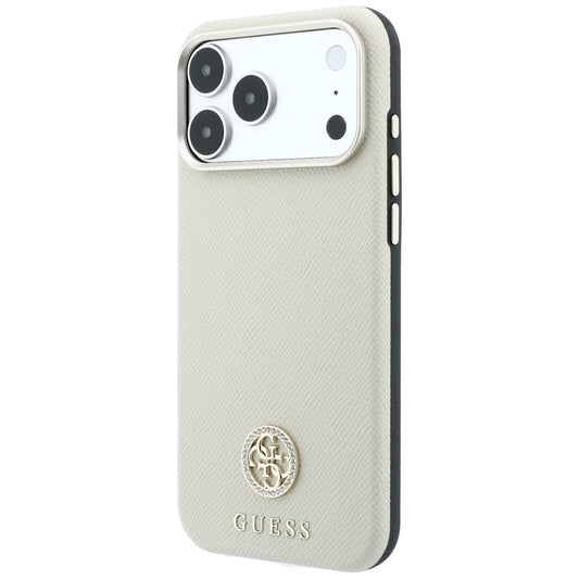 MagSafe-etui til Apple iPhone 18 Pro / 17 Pro, Guess, Kornet Rund Strass Logo, Beige