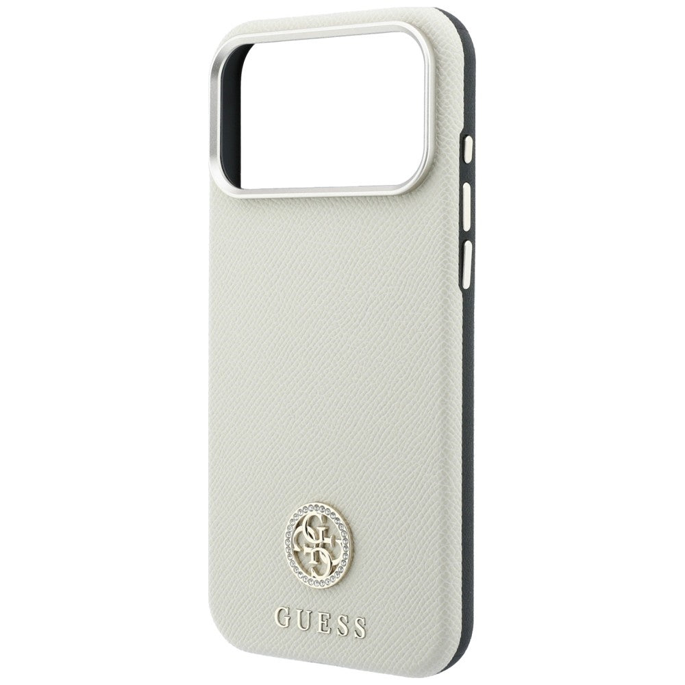 MagSafe-etui til Apple iPhone 18 Pro / 17 Pro, Guess, Kornet Rund Strass Logo, Beige