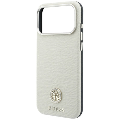 MagSafe-etui til Apple iPhone 18 Pro / 17 Pro, Guess, Kornet Rund Strass Logo, Beige
