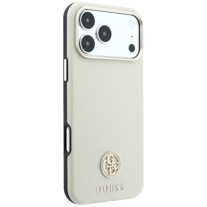 MagSafe-etui til Apple iPhone 18 Pro / 17 Pro, Guess, Kornet Rund Strass Logo, Beige