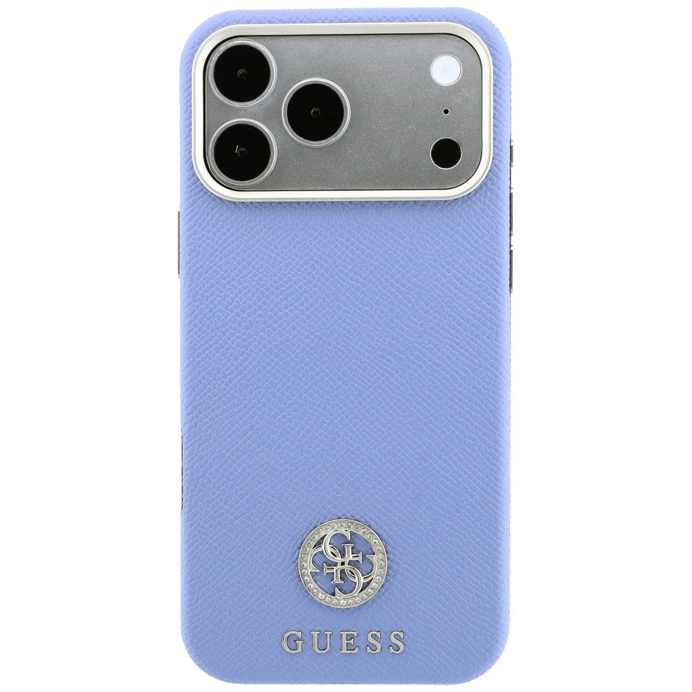 MagSafe Case for Apple iPhone 18 Pro / 17 Pro, Guess, Grained Round Strass Logo, Blue