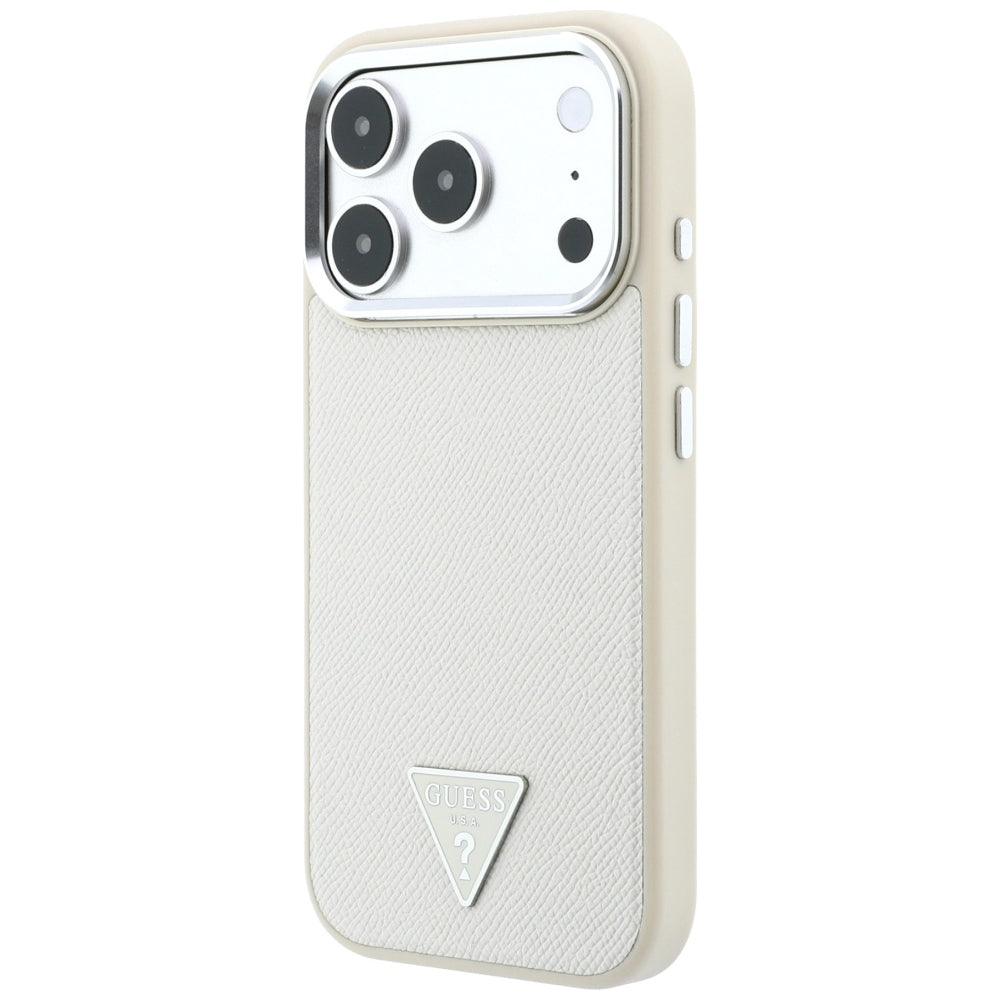 MagSafe-etui til Apple iPhone 18 Pro / 17 Pro, Guess, Grained Triangle Logo, Beige