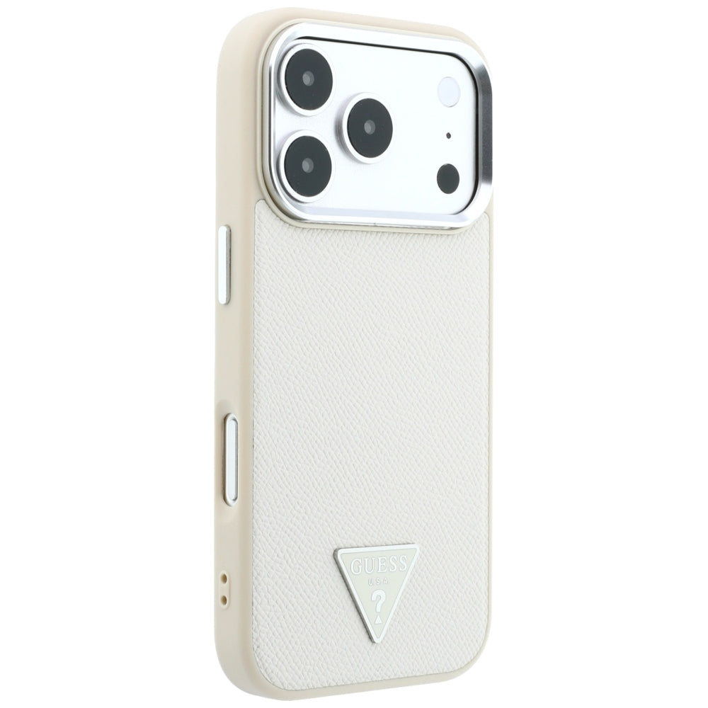 MagSafe-etui til Apple iPhone 18 Pro / 17 Pro, Guess, Grained Triangle Logo, Beige