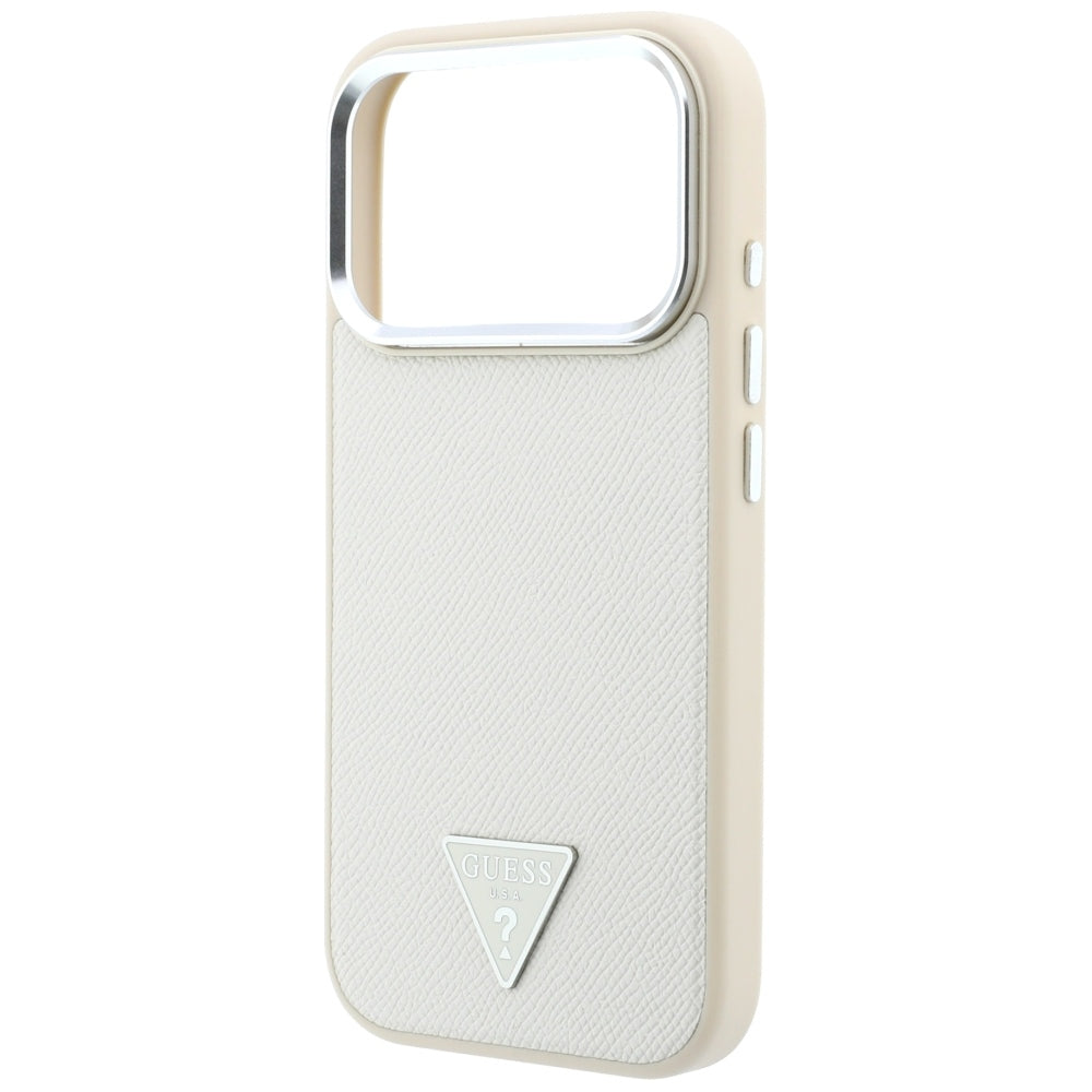 MagSafe-etui til Apple iPhone 18 Pro / 17 Pro, Guess, Grained Triangle Logo, Beige