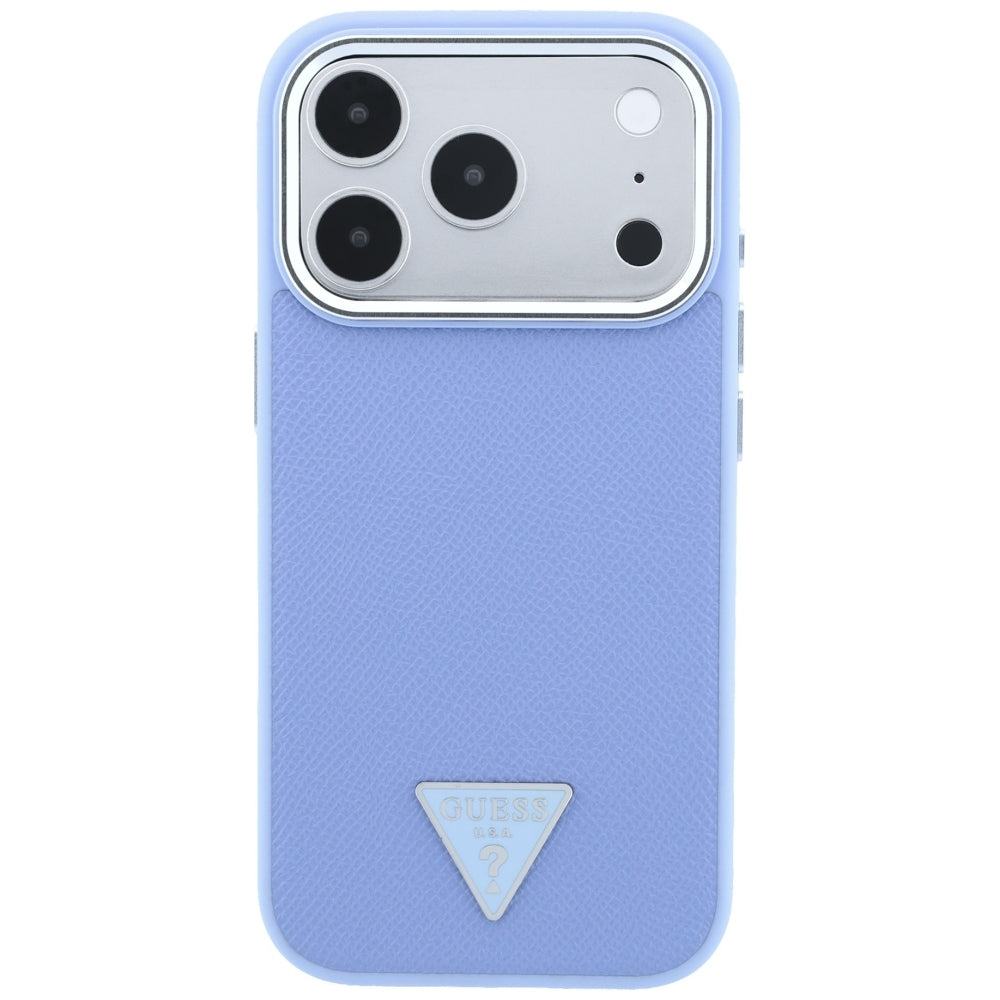 MagSafe-etui til Apple iPhone 18 Pro / 17 Pro, Guess, Grained Triangle Logo, Bleu