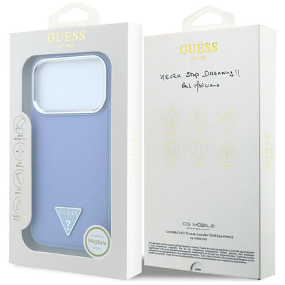 MagSafe-etui til Apple iPhone 18 Pro / 17 Pro, Guess, Grained Triangle Logo, Bleu