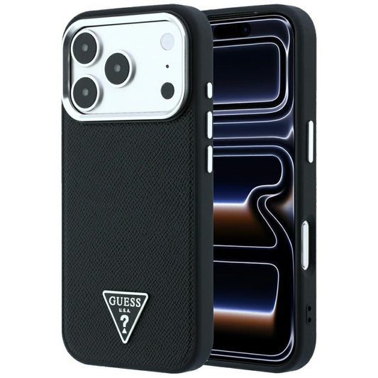 MagSafe-etui til Apple iPhone 18 Pro / 17 Pro, Guess, Grained Triangle Logo, Sort
