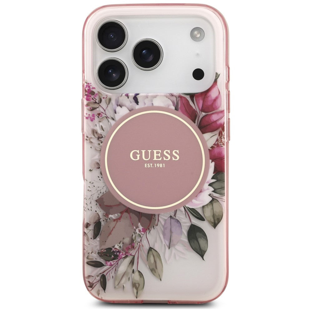 MagSafe-cover til Apple iPhone 18 Pro / 17 Pro, Guess, IML Flower & Tonal Circle, pink