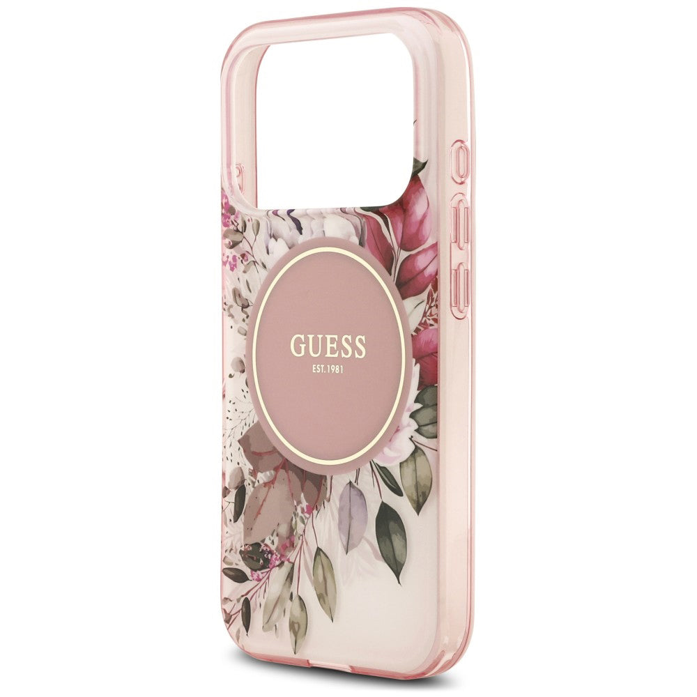 MagSafe-cover til Apple iPhone 18 Pro / 17 Pro, Guess, IML Flower & Tonal Circle, pink
