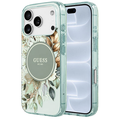 MagSafe-cover til Apple iPhone 18 Pro / 17 Pro, Guess, IML Flower & Tonal Circle, grøn
