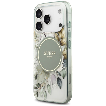 MagSafe-cover til Apple iPhone 18 Pro / 17 Pro, Guess, IML Flower & Tonal Circle, grøn