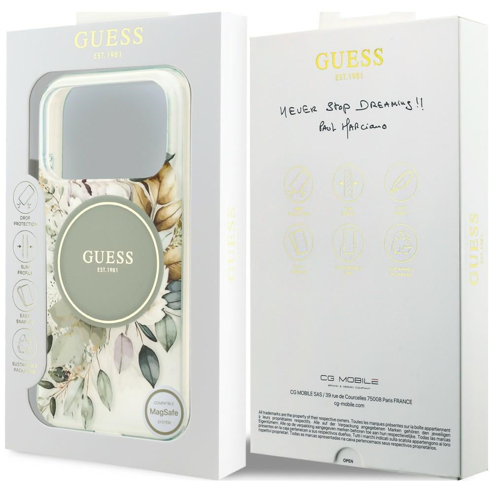 MagSafe-cover til Apple iPhone 18 Pro / 17 Pro, Guess, IML Flower & Tonal Circle, grøn