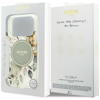 MagSafe-cover til Apple iPhone 18 Pro / 17 Pro, Guess, IML Flower & Tonal Circle, grøn
