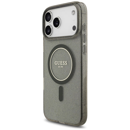 MagSafe-cover til Apple iPhone 18 Pro / 17 Pro, Guess, IML Glitter with Pearl Strap, sort