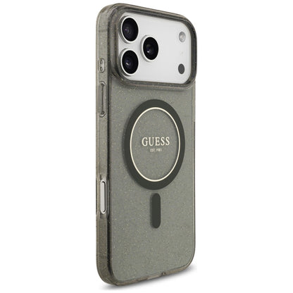 MagSafe-cover til Apple iPhone 18 Pro / 17 Pro, Guess, IML Glitter with Pearl Strap, sort