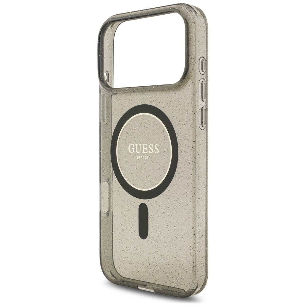 MagSafe-cover til Apple iPhone 18 Pro / 17 Pro, Guess, IML Glitter with Pearl Strap, sort