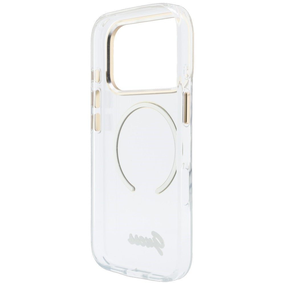 MagSafe-cover til Apple iPhone 18 Pro / 17 Pro, Guess, IML Script Metal, gennemsigtig