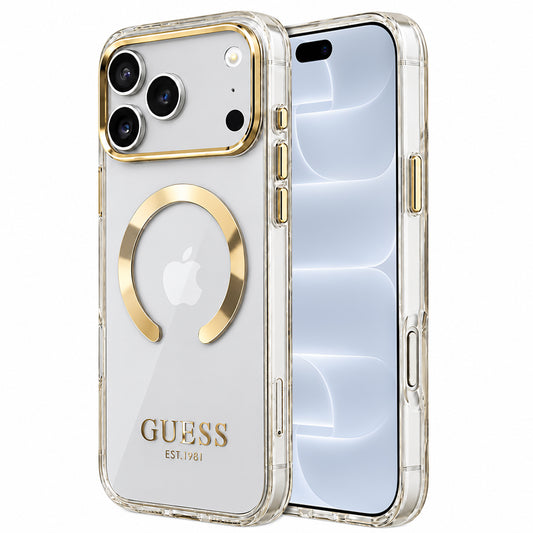 MagSafe-etui til Apple iPhone 18 Pro / 17 Pro, Guess, Metal Outline, Guld