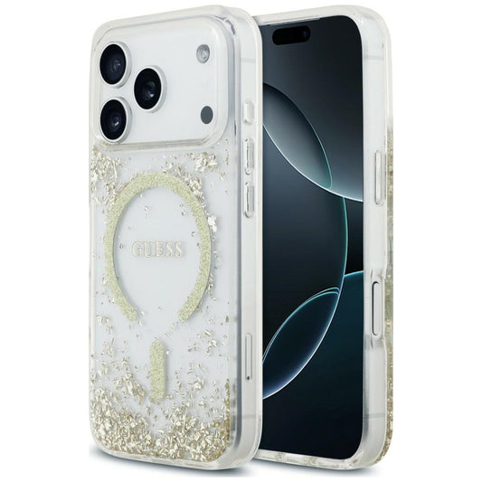 MagSafe-etui til Apple iPhone 18 Pro / 17 Pro, Guess, Resin Bottom Glitter, Guld