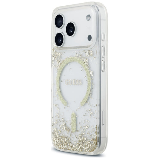MagSafe-etui til Apple iPhone 18 Pro / 17 Pro, Guess, Resin Bottom Glitter, Guld