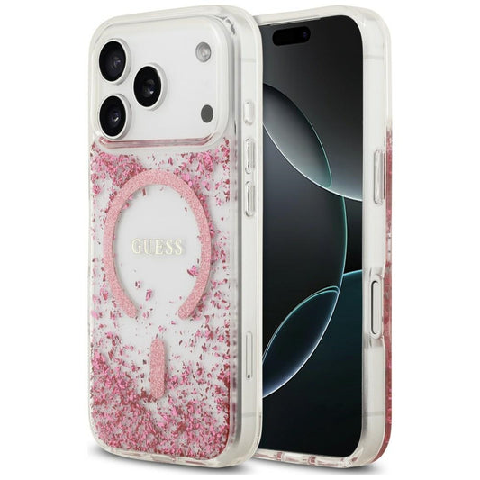 MagSafe-etui til Apple iPhone 18 Pro / 17 Pro, Guess, Resin Bottom Glitter, Pink